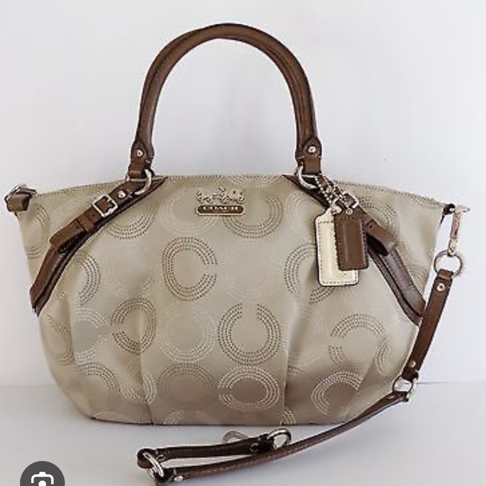 COACH MADISON CLOVER SOPHIA COCO/BROWN SATEEN SATCHEL BAG #15935